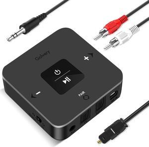 Bluetooth 5.0 Transmitter Receiver for TV, 2 in 1 Bluetooth Aux Adapter for PC/DVD/MP3/Car/Home Stereo/Speaker/Gym, Optical/RCA/AUX Connection, (Black)