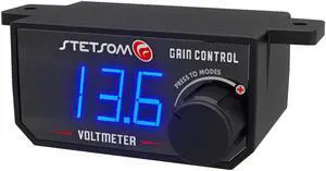 Stetsom Universal Bass Knob Control Voltmeter RCA Input Blue LED Display GAINCTL