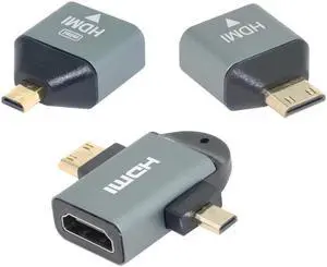 NGFF 3pcs/set Micro & Mini HDMI to HDMI-compatible 1.4 Female 2-in-1 Combo Adapter 4K@60hz