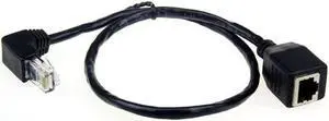 Down Angled 90 Degree 8P8C FTP STP UTP Cat 5e Male to Female Lan Ethernet Network Extension Cable 50cm