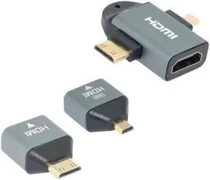 3pcs/set Micro Mini HDMI Male to HDMI-compatible 1.4 Female 2-in-1 Combo Adapter 4K@60hz