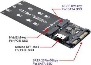 SATA 22Pin Adapter SFF-8654 to M.2 U2 Kit NGFF M-Key to Slimline SAS NVME PCIe SSD SATA SSD Adapter for Mainboard