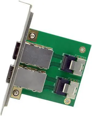Dual Ports Mini SAS SFF-8088 to SAS 36Pin SFF-8087 PCBA Female Adapter with PCI Bracket