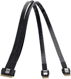 PCI-Express Cable SFF-8654 8i 74Pin Male to Dual SFF-8654 4i 38Pin Male PCI-E Ultraport Slimline SAS Slim 4.0 Cable 40cm