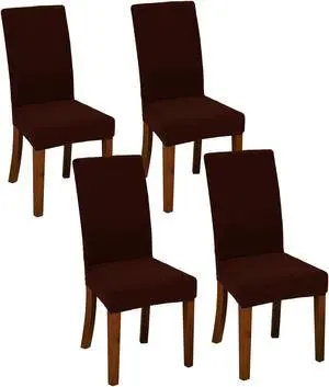 Chair Covers for Dining Room Set of 4 Chocolate Stretch Slipcovers Chairs Covers Kitchen Chair Covers