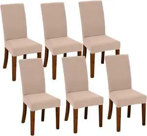 Chair Covers for Dining Room Set of 6 Khaki Stretch Slipcovers Chairs Covers Kitchen Chair Covers