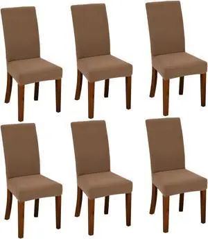 Chair Covers for Dining Room Set of 6 Brown Stretch Slipcovers Chairs Covers Kitchen Chair Covers