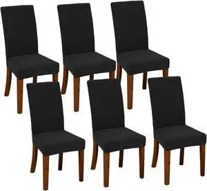 Chair Covers for Dining Room Set of 6 Black Stretch Slipcovers Chairs Covers Kitchen Chair Covers
