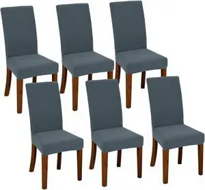 Chair Covers for Dining Room Set of 6 Dark Grey Stretch Slipcovers Chairs Covers Kitchen Chair Covers Dark Grey