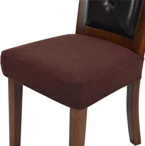 Chair Covers for Dining Room Chairs Set of 4 Chocolate Stretch Washable Removable Parsons Chair seat Cover Kitchen Chair Seat Slipcovers