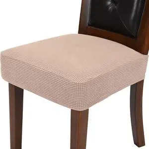 Chair Covers for Dining Room Chairs Set of 4 Khaki Rear-gapped,Stretch Washable Removable Parsons Chair seat Cover Kitchen Chair Seat Slipcovers