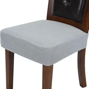 Chair Covers for Dining Room Chairs Set of 6 Grey Stretch Washable Removable Parsons Chair seat Cover Kitchen Chair Seat Slipcovers
