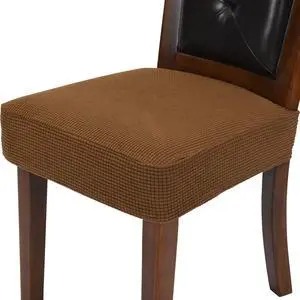Chair Covers for Dining Room Chairs Set of 6 Brown Rear-gapped,Stretch Washable Removable Parsons Chair seat Cover Kitchen Chair Seat Slipcovers