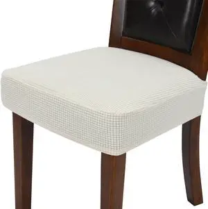 Chair Covers for Dining Room Chairs Set of 6 Ivory Rear-gapped,Stretch Washable Removable Parsons Chair seat Cover Kitchen Chair Seat Slipcovers