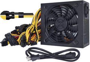 1800W Mining Power Supply PC Power PSU Supports 6 GPU Miner Rig for Bitcoin Ethereum Adapter 110V-240V Power Supply with 2x12AWG to 4x18 AWG Heavy Duty Power Cable