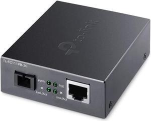 TP-Link TL-FC111PB-20 | 10/100 Mbps WDM SFP to RJ45 Fiber to Ethernet Media Converter with 1-Port PoE | 10/100 Mbps RJ45 Port to 100Base-FX Single-Mode Fiber | Extend Fiber Distance Up to 20 km