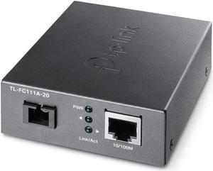 TP-Link TL-FC111A-20 | 10/100 Mbps WDM SFP to RJ45 Fiber Media Converter | Fiber to Ethernet Converter | 10/100 Mbps RJ45 Port to 100Base-FX Single-Mode Fiber | Extend Fiber Distance Up to 20 km
