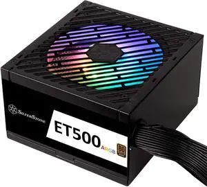 SilverStone Technology Essential ET500-ARGB 500W 80 Plus Bronze Power Supply with ARGB Fan, SST-ET500-ARGB