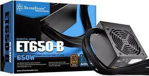 SilverStone Technology 650 Watt 80 Plus Bronze ATX PSU with Flat Black Cables ET650-B Power Supply ET650-B
