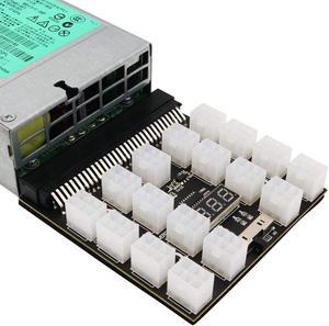 Breakout Board Adapter Power Supply 1200W PSU GPU Mining 17 Port 6 Pin PCIE with 17Pcs 6Pin PCIe to 62Pin PCIe Power Cable