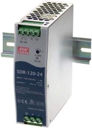 Mean Well SDR-120-24 DIN-Rail Power Supply with PFC Function, 24VDC, 5A, 120W