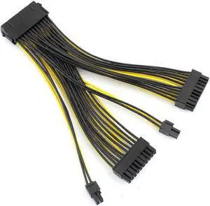 JMT 24P 20+4 Pin Dual PSU Power Supply Cable,18AWG ATX Motherboard Mainboard Adapter Connector Cable Mining Extension Cable - 20cm (10 Pcs)