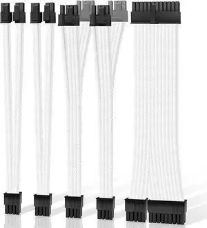 EZDIY-FAB Premium PSU Replacement Soft Nylon Sleeved Cables Kit for Corsair Type 4 RM Black Label RMi/RMX-White