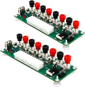 2pcs 20/24Pins ATX Benchtop Power Adapter Board with USB 5V Port Computer ATX Power Supply Breakout Adapter Module (Green)