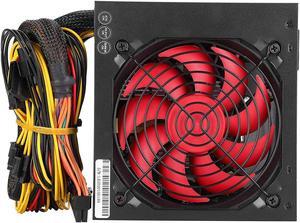 EBTOOLS Computer Power Supply, 500W Adjustable 115/230V PC Desktop Power Supply with Red Silent Fan, Low Energy Consumption(US Plug)