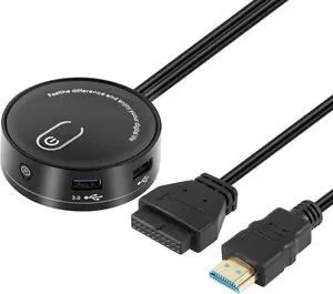 CERRXIAN Computer Case Power Supply Reset Switch Box,PC Power Button On/Off + Reset + Dual USB Ports + 3.5MM TRRS Audio + Type-C Power Interface,Desktop Computer Case Switch with Cables(USB 19pin)
