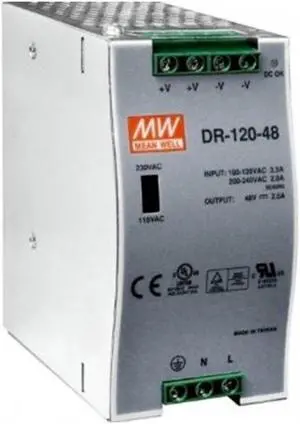 Mean Well WDR-120-24 Industrial DIN Rail Power Supply, Single Output 24VDC, 5A, 120W