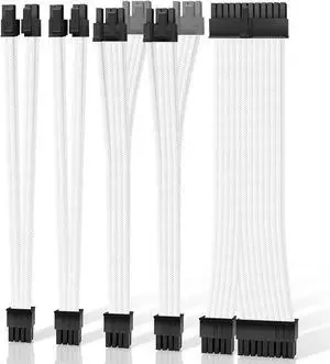 EZDIY-FAB Premium White Sleeved PSU Replacement Cables Kit for Corsair RM Black Label RMi/RMX