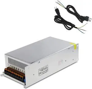 ALITOVE 12V Power Supply 50A 600W Switch Mode Power Supply Convert 110V / 220V AC to DC 12 Volt 50 Amp with 2-Pack 3.8ft 18 AWG 3 Prong 250V 10A Universal AC Power Supply Cable