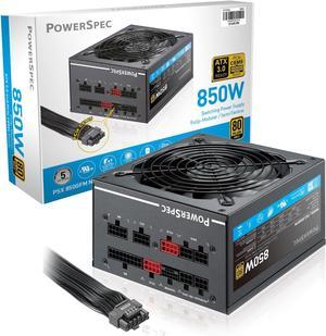 PowerSpec 850W Power Supply Fully Modular 80 Plus Gold Certified ATX3.0 / PCIe Gen 5 PSU Active PFC Gaming PC Computer Power Supplies, PSX 850GFM CEM