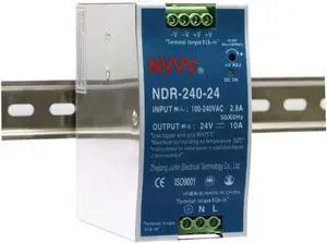 NDR-240-24 24V 10 Amp 240W Industrial DIN Rail Power Supply PFC