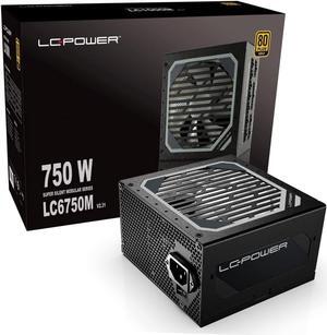 LC-Power PC 750W Power Supply, Super Silent Modular Serie 80+ Gold, Full Modular PSU 750 Watt, Active PFC ATX, 120mm Fan LC6750M (750W)