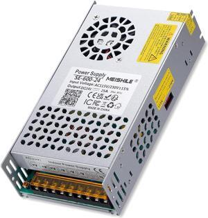 MEISHILE 24V 25A 600W Switching Power Supply Adapter AC to DC Transformer Converter for LED Driver Strip Light Lamp, Amplifier, Machine, 120V 110V to 24Volt 3A 4A 5A 8A 10A 15A 20Amp