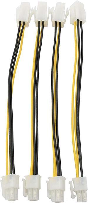 Longdex ATX Plug CPU Power Adapter Cable 4PCS 8Inch 4-Pin ATX Male to 4-Pin ATX Female 12V Motherboard Power Extension Cable