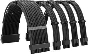 35CM PSU Extension Cable Kit Modular PSU Cables ATX Power Supply 18AWG ATX Extra-Sleeved 24-PIN 8-PIN PCI-E (6+2) EPS (4+4) 5 Pack with Power Combs