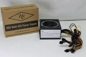 Holland Electronics Gaming ATX Power Supply Unit. PS550R1. 500W, 120mm Ball Bearing Fan, Black with Color
