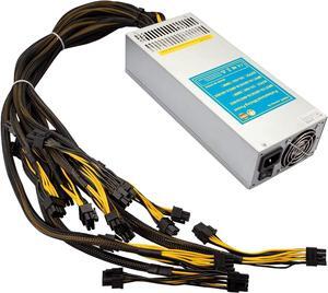 VTRETU 2000W Mining Power Supply 2U Miner PSU 110-264V for ETH Miner Machine, Support 8 GPU Mining rig, with 12000 RPM Powerful Fan (10 Connection Cables and 1 Power Cord Included)