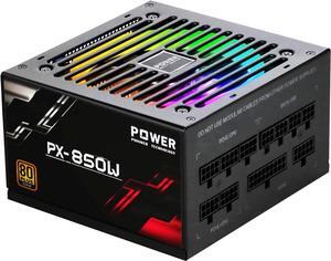 850 Watt Power Supply 80 Plus Gold - Silent 12cm RGB Fan, Full Modular, Active PFC, 105°C Capacitor - High-Performance 850W PSU for Gaming & ATX Case Computers, 5 Year Warranty