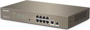 Tenda TEG5310P, Layer-3 Gigabit Managed PoE Switch, Enterprise 10 Port PoE Switch with 8 x PoE+ @ 150W, 1 x GE Port & 1 x SFP Port, Smart PoE Power Supply, Flexible QoS/ IGMP/ ACL/ ARP/ DHCP Snooping