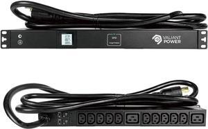 Rack Mount Power Strip - 240V 30A 1C19 & 5 C13 outlets PDU with Built-in Surge Protector, Volt & Amp Meter for Data Center - 19\u201d Metal Housing, Ears & Fittings Included (10C13 2C19)