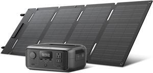 EF ECOFLOW Solar Generator RIVER 3 with 45W Solar Panel, 245Wh Portable Power Station LiFePO4 Battery, 300W Up to 600W AC Output, <20 MS UPS, 1Hr Fast Charging Power Station for Outdoor/Camping/RVs