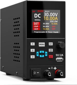 BSIDE DC Power Supply Programmable 30V 10A Adjustable Switching Regulated Lab Power Supply Small Variable Bench Power Supply with Encoder and USB DC Output Power Supply