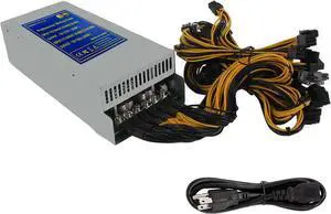VTRETU 3300W Mining Power Supply 2U Replaceable Connecting Cables 15000 RPM 180V-264V Applicable Voltage 27cm *11cm for ETH Miner Machine