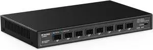 MokerLink 8 Port 10Gbps SFP+ Switch, Support 1G/2.5G/10G SFP Module, 160Gbps Bandwidth, Fanless Unmanaged Plug and Play Ethernet Switch