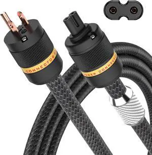 Viborg C7 HiFi Power Cable, Figure 8 Audiophile OFC Power Cord, US AC Mains Cord with Pure Copper Conductor and Power Plug (3.3FT/1M)
