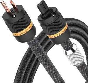 Viborg C7 Hi-End Power Cable, Figure 8 Audio Power Cord, US AC Mains Cord with Copper Shielding (4.9FT/1.5M)
